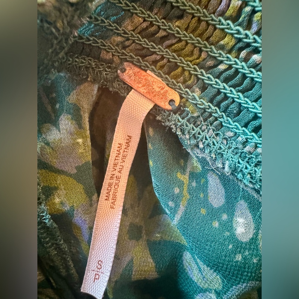 Free People Sheer Floral Boho Blouse • Size S 🌿💚 Festival Top - Picture 6 of 7